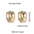 Star pattern gold-plated copper hoop earrings with white cubic zirconia stones - Gold Star Decor Micro Zirconia Style (YSE047-17)