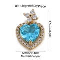 Ciondolo a cuore azzurro con cristalli bianchi placcato oro rame, misura 17mm x 12mm - Stella Croce Zircone Blu Chiaro (34)