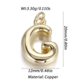Polished golden copper balloon letter G pendant charm with smooth metallic finish - Letter G