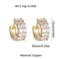 14K gold plated copper huggie hoop earrings featuring double rows of inlaid zircon - Gold Dense Zirconia Row Hoop (YSE048-17)
