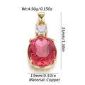 Pendentif élégant en cuivre doré avec zircon ovale rose foncé et petit cristal brillant - Style Ovale Rose Profond (22)