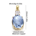 Pendentif cœur ovale en zircon bleu clair sur monture en cuivre doré avec dimensions - Style Ovale Bleu Clair (23)