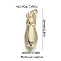 Polished gold bowling pin pendant in copper, 20mm height with metal loop - Letter I