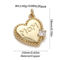 Ciondolo a cuore dorato Mom con zircone e specifiche delle dimensioni del prodotto - Lettera MOM Diamante Rotondo (35-2)