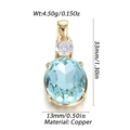 Pendentif en zircon ovale bleu clair serti en cuivre doré avec dimensions et poids - Style Ovale Bleu Pâle (24)