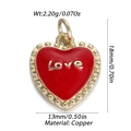 Pendente cuore in smalto rosso in rame con bordo a sfere dorate e scritta Love - Cuore LOVE Goccia Rosso (257)