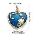 Ciondolo a cuore in smalto blu con luna e stelle dorate, gioiello in rame da 18x13 mm - Smalto Stellato Blu Scuro (262)