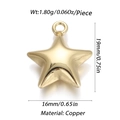 Polierter goldener Sternanhänger aus Kupfer für DIY-Schmuckherstellung 19mm x 16mm - Pentagramm Polierter Stil (YSN027-03)