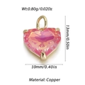 Ciondolo a cuore in gemma sfaccettata rosa con montatura in rame e dimensioni - Piccolo Charm Sfaccettato Rosa (279)