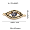 Gouden evil eye connector van koper met blauwe stenen voor DIY-armbanden, 23mm - Boze Oog (125-02)