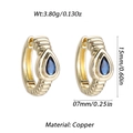 14K gold plated geometric copper hoop earrings with pear-cut blue zircon stone - Gold Spiral Blue Stone Drop Style (YSE048-21)