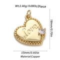 Ciondolo a cuore dorato con incisione Love e zircone per creazione gioielli - Lettera Love Zircone Chiaro (37)