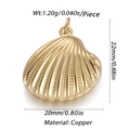 Goldener fächerförmiger Kupferanhänger mit strahlenden Streifen für DIY-Schmuckherstellung - Scallop Rays Style (YSN030-07)