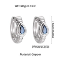 Silver drop earrings with blue zircon in a textured copper hoop style, 15mm length - Silver Vintage Texture with Blue Gemstone Style (YSE048-22)