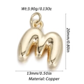 Polished golden 3D bubble letter M pendant made of copper for jewelry making - M