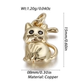 Detail of 15mm gold-plated copper cat pendant with cubic zirconia for DIY jewelry - Sitting Cat Style (YSN143-02)