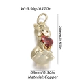 Golden cat pendant with red heart zircon charm in copper for DIY jewelry making - Cat Holding Heart Style (21)