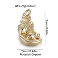 Macro shot of gold-plated copper boot pendant with zircons showing 15mm height and 10mm width - Boot Style (YSN143-03)