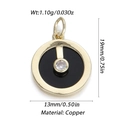 Pendente occhio in rame dorato con inserto nero e pietra di zircone per collana - Ciondolo Tondo Pietra Nero Oro (123-06)