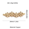 Vergulde koperen bloemverbinder met zirkonia voor het maken van handgemaakte sieraden - Vier Bloemen Schakel (125-04)
