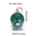 Deep green bead pendant with copper gold-finish bail for jewelry making, 18x8mm - Dark Green Round Bead Style (22)