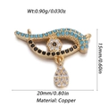 Gouden messing boze oog hanger met blauwe kraal en zirkoon druppel voor doe-het-zelf sieraden - Traanoog (125-05)