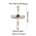 Ciondolo a croce in rame placcato oro con pietra blu e accenti in zircone trasparente - Croce Gemma Blu Bianca (DBN143-01)