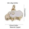 Vue détaillée d'un pendentif mouton blanc montrant les dimensions 12 mm x 11 mm - Style Agneau Nuage (YSN143-07)
