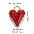 Elegante ciondolo a cuore rosso scuro con cornice in rame dorato per collane fai-da-te - Cuore Oleoso Rosso Scuro (265)