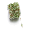 Natural green stone beads with golden stainless steel chain on spool for DIY jewelry making - 1m / Olive Green