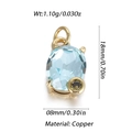 Pendentif ovale en zircon bleu clair en cuivre doré avec dimensions et spécifications - Point Ovale Bleu Clair (30)