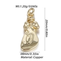 Détail d'un pendentif sac porte-bonheur en cuivre doré de 1,2g avec nœud et D - Style Sac de Fortune Nœud Doré (YSN143-09)