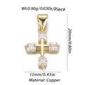 Dettagli del ciondolo a croce in rame con zirconi, misura 20mm x 11mm e peso - Mini Croce Oro Trapano Quadrato (DBN143-04)