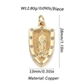 Vergoldeter Maria-Schildanhänger aus Messing mit acht weißen Strasssteinen, 28 mm Höhe - Schild Jungfrau Maria Zirkonia Stil (YSN042-2)