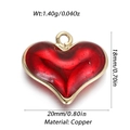 Ciondolo a cuore rosso con cornice in rame dorato per gioielli DIY 20mm x 18mm - Cuore Rosso Traslucido (267)