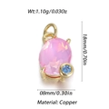 Pendentif cœur en cuivre doré avec pierres zircon ovales roses et rondes bleues - Point Rose Bleu Ovale (31)