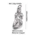 Détail macro du pendentif sac d'argent en cuivre montrant les dimensions de 20mm - Style Sac de Fortune Nœud Argenté (YSN143-10)