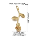 Goldfarbener Rosenblüten-Anhänger aus Messing mit Stiel und Blättern für DIY-Schmuck - Rosenknospe Realistischer Stil (YSN054-06)