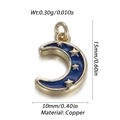 Détail du pendentif croissant de lune montrant les dimensions et l'émail bleu - Style Nuit Étoilée Croissant (YSN143-12)