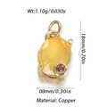 Pendentif cœur doré avec zircon jaune et cristal rose, accessoire bijoux en cuivre 18mm - Point Jaune Rose Ovale (32)