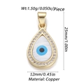 Pendentif œil porte-bonheur en cuivre et zircon pour la création de bijoux DIY - Pendentif Goutte d'Eau Mauvais Œil (DBN145-01)