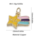 Détail du pendentif comète en cuivre plaqué or avec finition en émail coloré - Style Comète Smiley (YSN143-14)