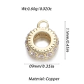 Gepolijste gouden koperen ronde kraal met zirkoonstenen voor doe-het-zelf sieraden - Gouden Ronde Kraal (125-09)