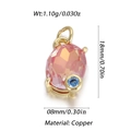 Pendentif exquis en cuivre plaqué or avec zircon rose ovale et cristal bleu - Style Ovale Point Rose Bleu (33)
