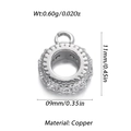 Verzilverde ronde koperen bedel met pavé-kristallen voor DIY-sieraden maken - Zilveren Ronde Kraal (125-10)