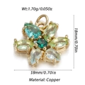 Pendentif fleur doré avec zircons verts et bleus pour création de bijoux DIY - Style de Fleur à Six Pétales (34)