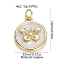 13mm circular gold butterfly pendant crafted in high-gloss copper with white enamel finish - Butterfly Disc Style (28)