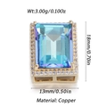 Pendentif élégant avec zircon dégradé bleu et violet taille émeraude sur cadre doré - Rectangle Bleu Mer Dégradé (35)