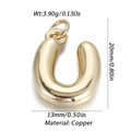 Polished golden horseshoe bubble pendant made of brass weighing 3.90g and 20mm height - Letter U