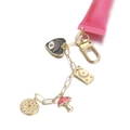 Golden keychain with enamel evil eye heart, mushroom, and celestial star pendants - 003 Only (Without Lipstick)